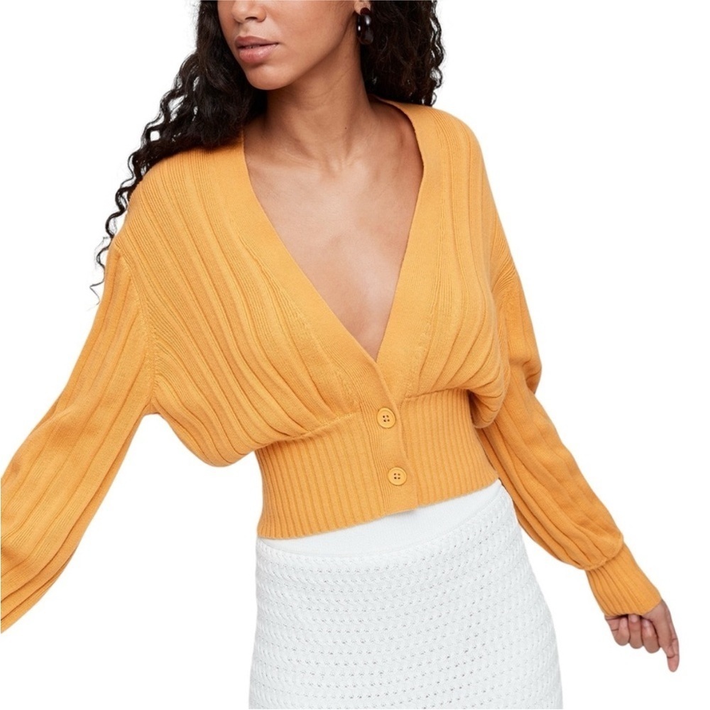 Wilfred | Thais Plunge Front Cardigan Mustard Yellow Size XXS Aritzia